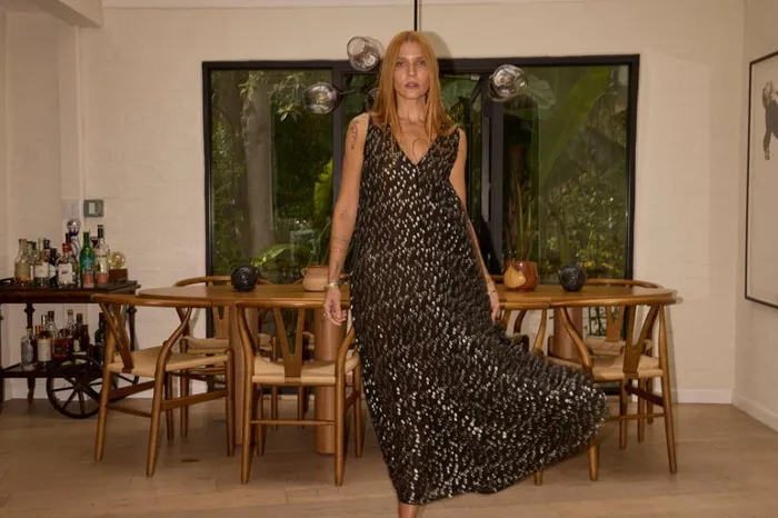 Women Natalie Martin Dresses Tova Maxi Metallic Chiffon