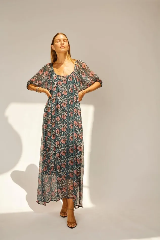 Women Natalie Martin Dresses Vivi Dress Vintage Flowers Indigo