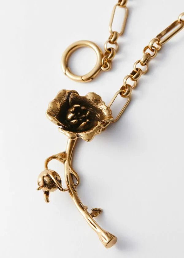 Women Necklaces and Other Stories Wild Rose Pendant Necklace Gold