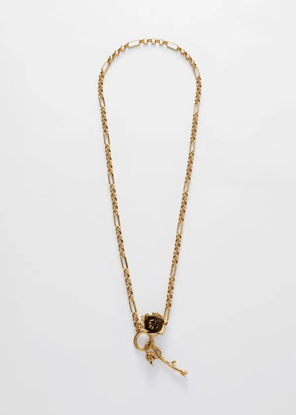 Women Necklaces and Other Stories Wild Rose Pendant Necklace Gold