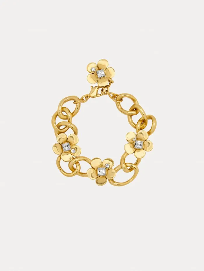 Women Oscar De La Renta Bracelets O ChainLink Flower Bracelet Gold