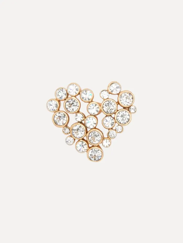 Women Oscar De La Renta Brooches and Hair Accessories Crystal Heart Brooch Crystal