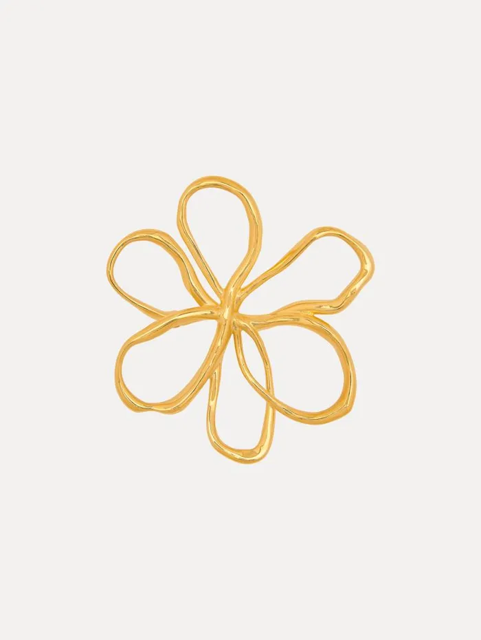 Women Oscar De La Renta Brooches and Hair Accessories Threaded Flower Brooch Gold