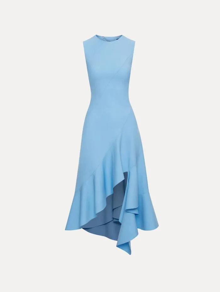 Women Oscar De La Renta Dresses Asymmetrical Hem Wool Dress Pastel Blue