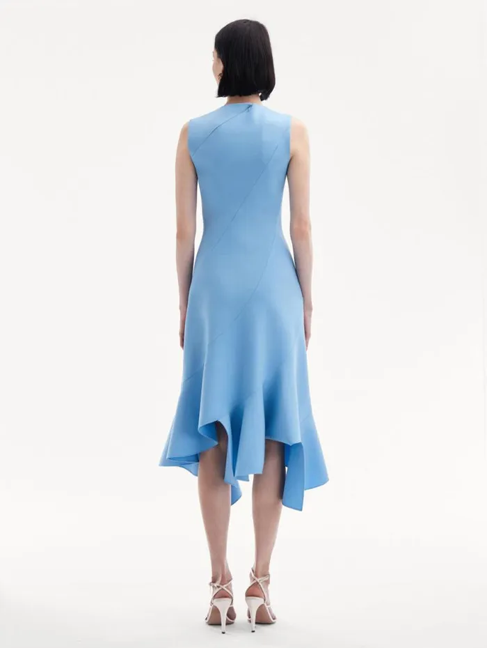 Women Oscar De La Renta Dresses Asymmetrical Hem Wool Dress Pastel Blue