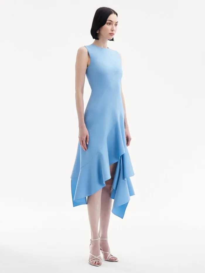 Women Oscar De La Renta Dresses Asymmetrical Hem Wool Dress Pastel Blue