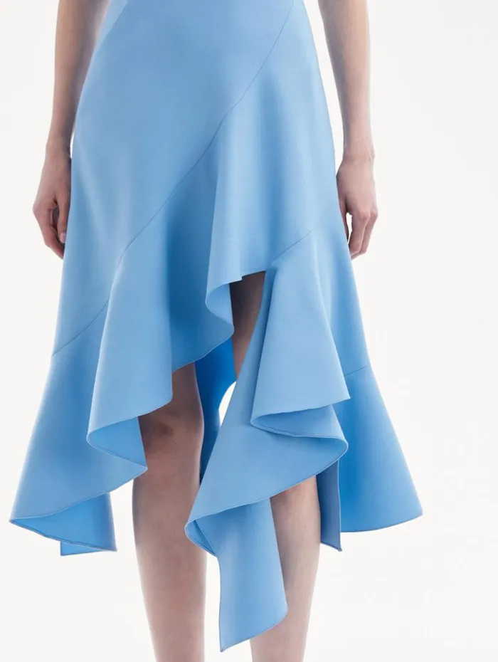 Women Oscar De La Renta Dresses Asymmetrical Hem Wool Dress Pastel Blue