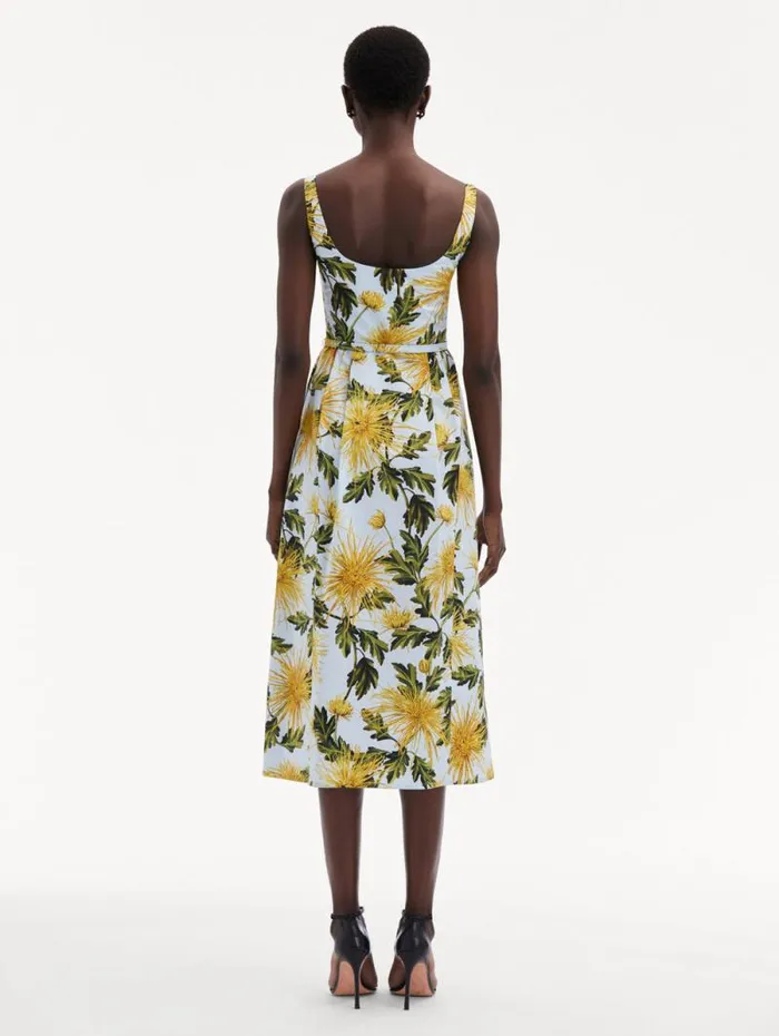 Women Oscar De La Renta Dresses Chrysanthemum Cotton Poplin Tank Dress Yellow Light Blue Women Oscar De La Renta Dresses Chrysanthemum Cotton Poplin Tank Dress Yellow Light Blue