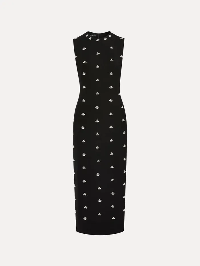 Women Oscar De La Renta Dresses Pearl Cabochon Cocktail Dress Black