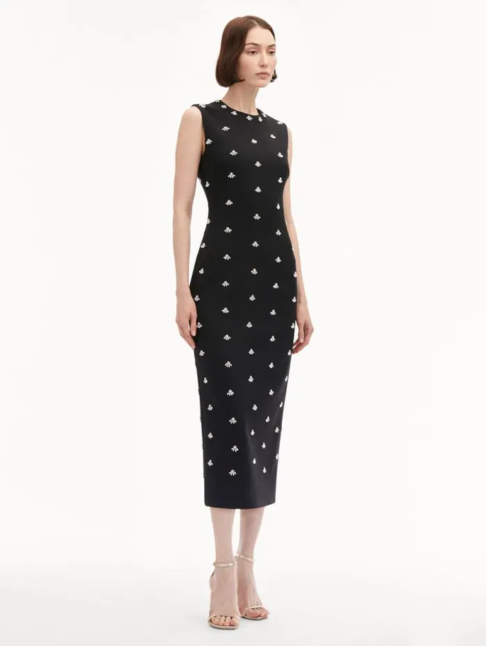 Women Oscar De La Renta Dresses Pearl Cabochon Cocktail Dress Black Women Oscar De La Renta Dresses Pearl Cabochon Cocktail Dress Black