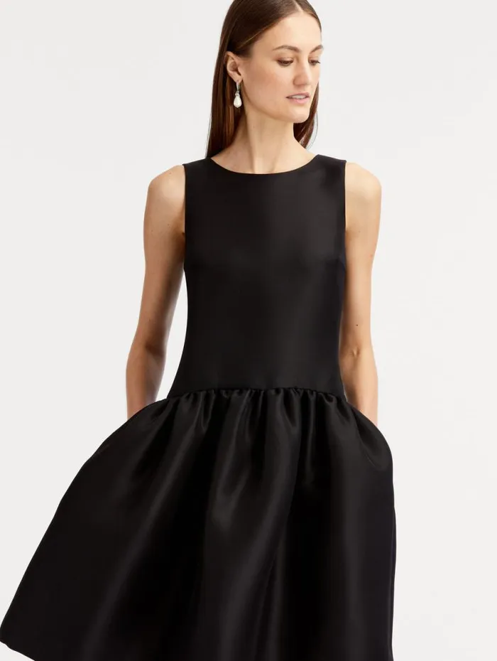 Women Oscar De La Renta Dresses Silk Drop Waist Cocktail Dress Black Women Oscar De La Renta Dresses Silk Drop Waist Cocktail Dress Black