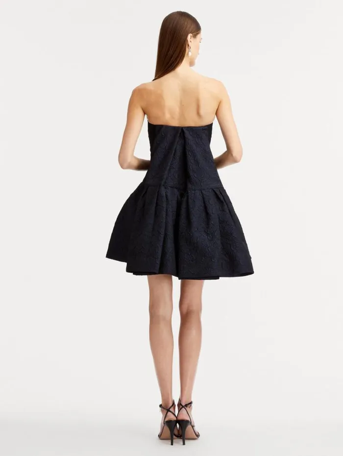 Women Oscar De La Renta Dresses Textured Floral Cloqu CapeBack Dress Navy Women Oscar De La Renta Dresses Textured Floral Cloqu CapeBack Dress Navy
