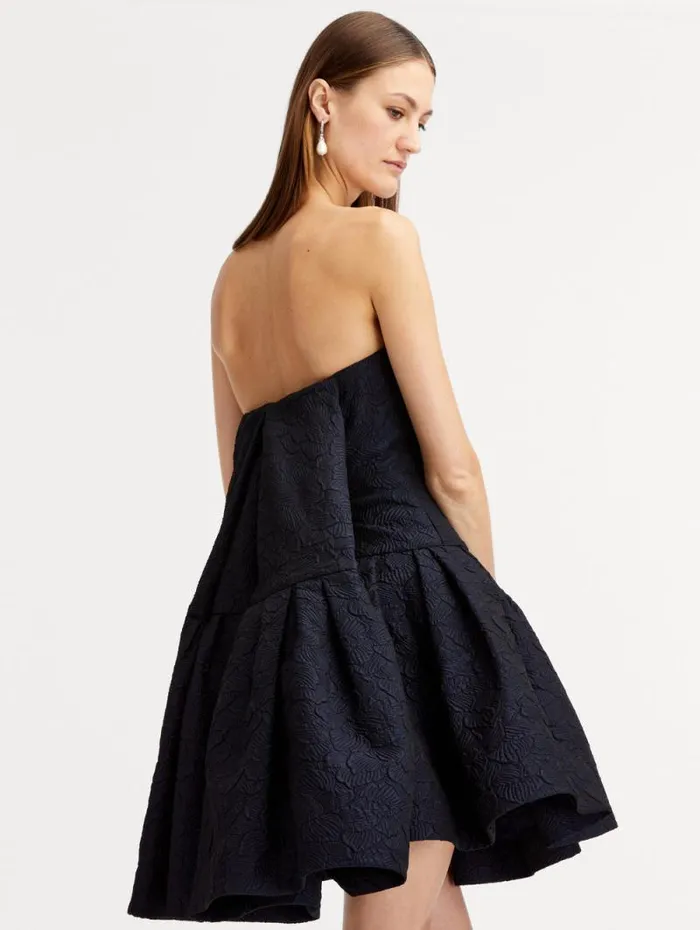 Women Oscar De La Renta Dresses Textured Floral Cloqu CapeBack Dress Navy Women Oscar De La Renta Dresses Textured Floral Cloqu CapeBack Dress Navy