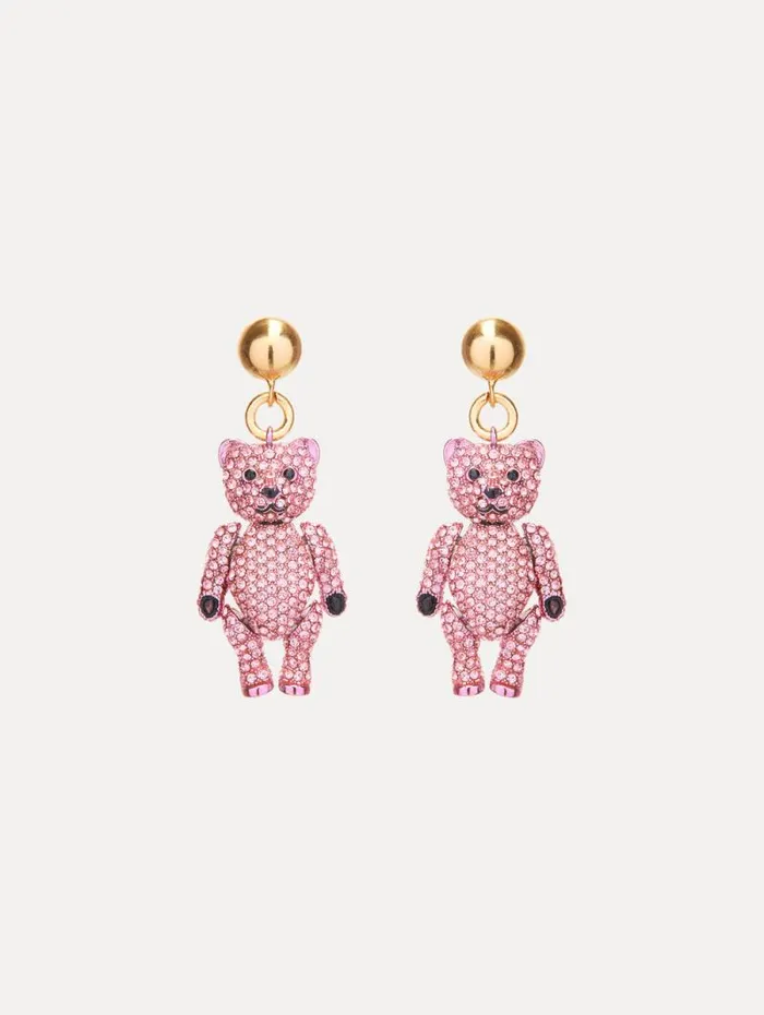 Women Oscar De La Renta Earrings Baby Bear Crystal Earrings Fuchsia