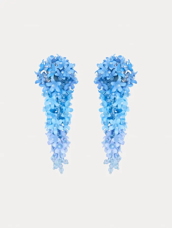 Women Oscar De La Renta Earrings Cascading Flower ClipOn Earrings Powder Blue Women Oscar De La Renta Earrings Cascading Flower ClipOn Earrings Powder Blue
