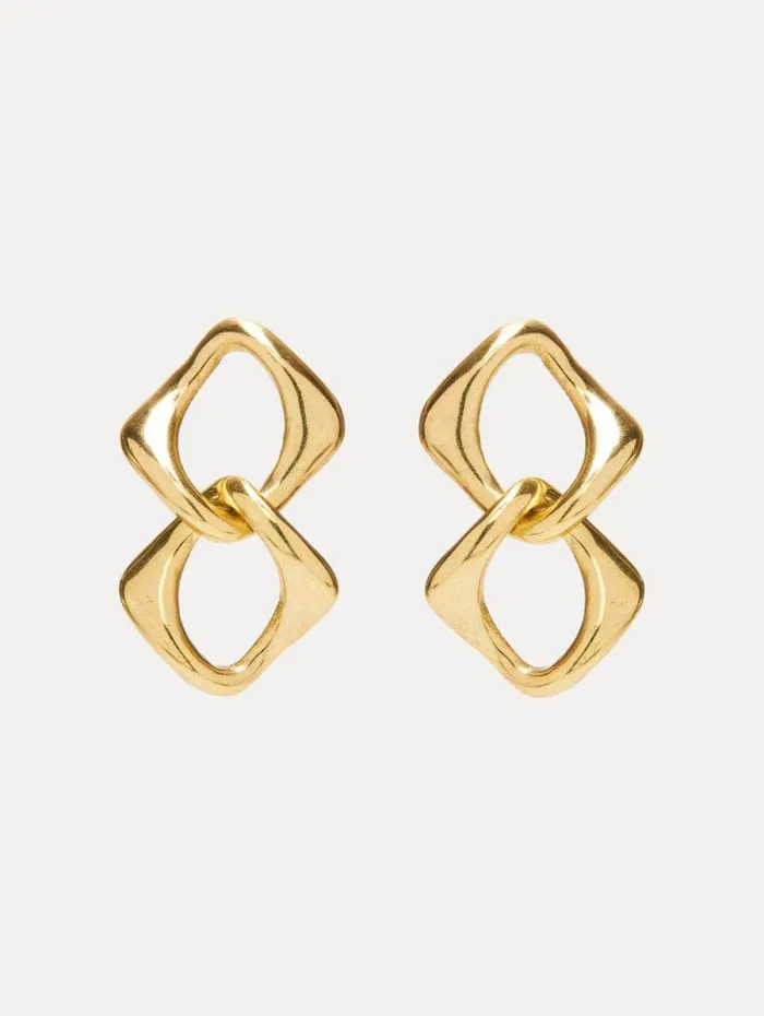 Women Oscar De La Renta Earrings Chain Link Earrings Gold