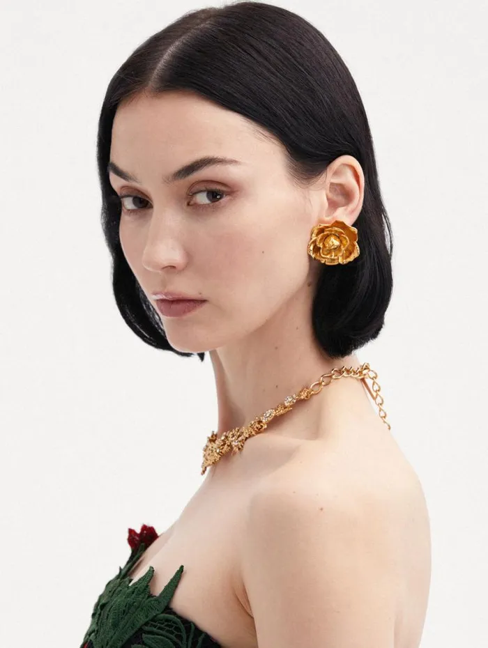 Women Oscar De La Renta Earrings Gardenia Stud ClipOn Earrings Gold Women Oscar De La Renta Earrings Gardenia Stud ClipOn Earrings Gold