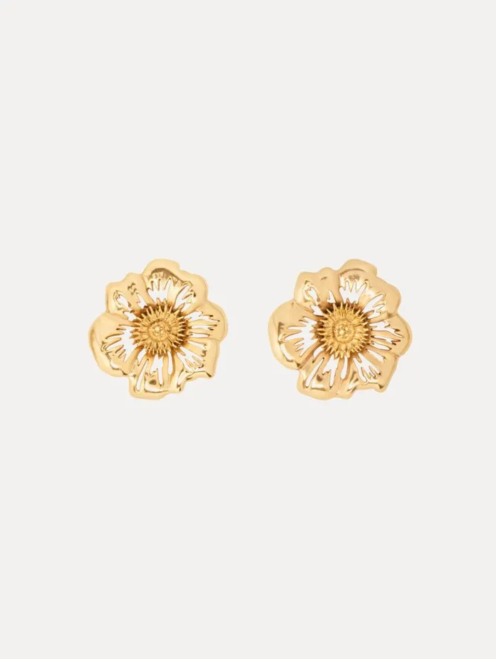 Women Oscar De La Renta Earrings Large Poppy Earrings Gold