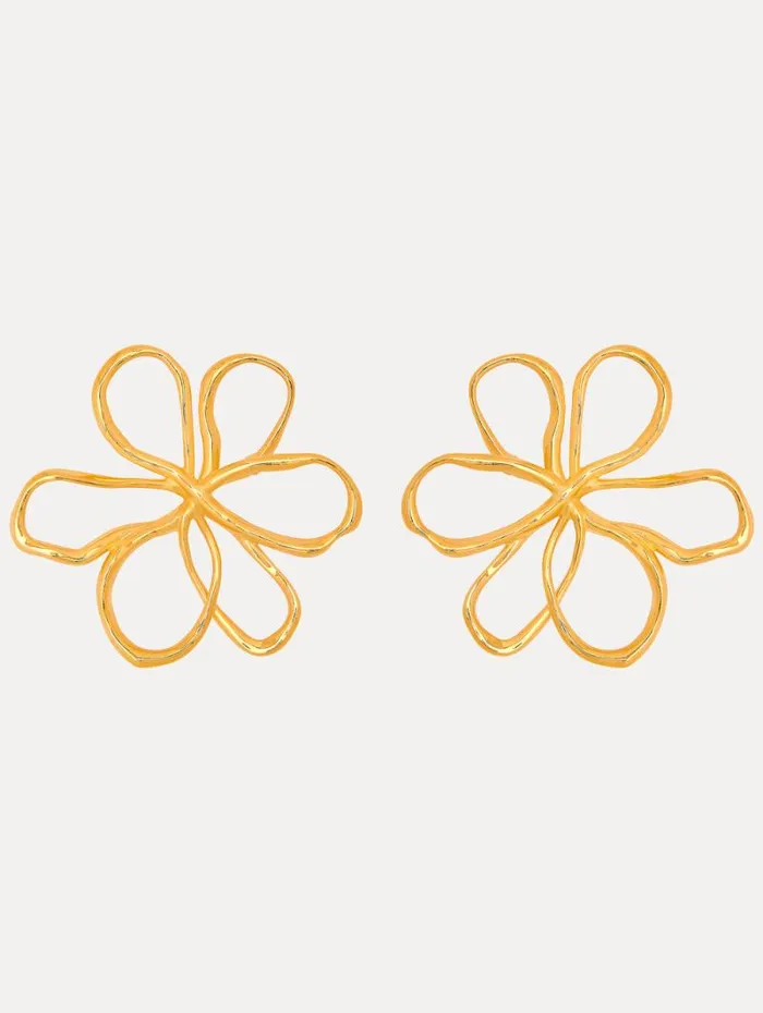 Women Oscar De La Renta Earrings Large Threaded Flower Earrings Gold