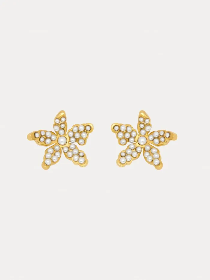 Women Oscar De La Renta Earrings Pav Pearl Flower Earrings Pearl