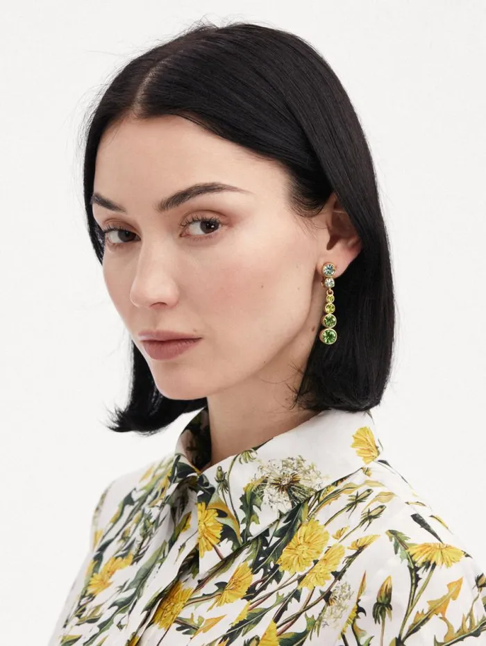 Women Oscar De La Renta Earrings Round Stone Drop ClipOn Earrings Green Multi Women Oscar De La Renta Earrings Round Stone Drop ClipOn Earrings Green Multi