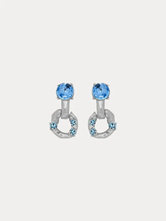 Women Oscar De La Renta Earrings Scramble ChainLink Earrings Aquamarine