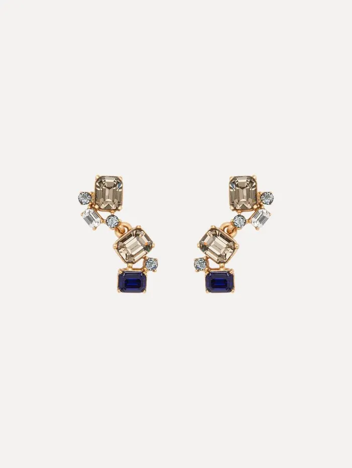 Women Oscar De La Renta Earrings Scramble Crystal Drop Earrings Indigo