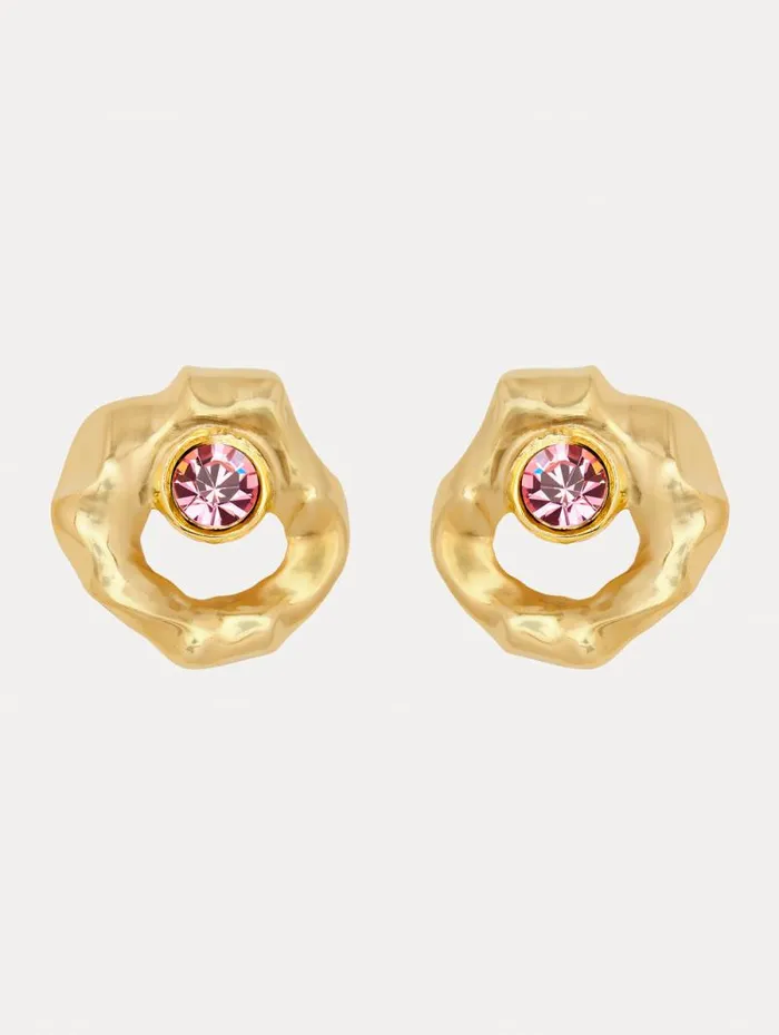 Women Oscar De La Renta Earrings Textured Metal Earrings Rose