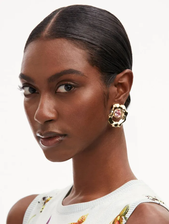 Women Oscar De La Renta Earrings Textured Metal Earrings Rose Women Oscar De La Renta Earrings Textured Metal Earrings Rose