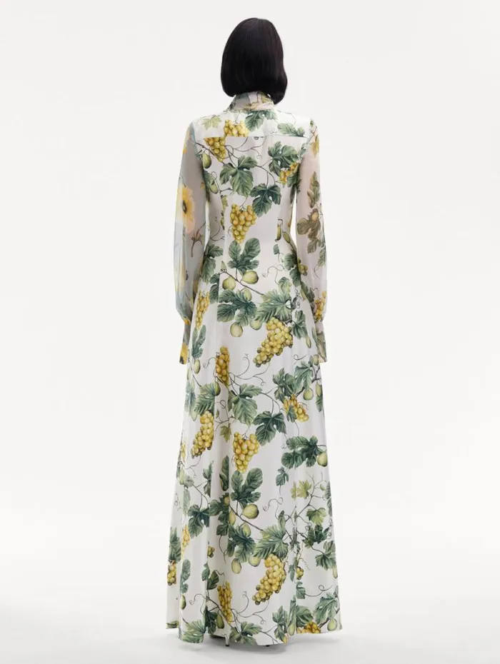 Women Oscar De La Renta Gowns and Caftans Fig and Grapes Silk Twill Caftan Multi Women Oscar De La Renta Gowns and Caftans Fig and Grapes Silk Twill Caftan Multi