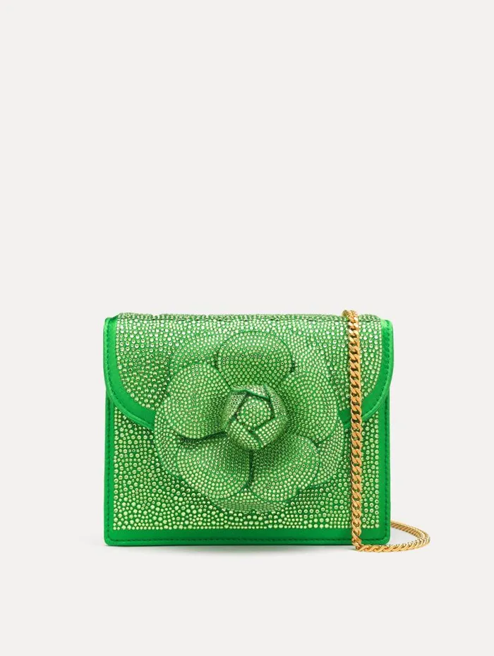 Women Oscar De La Renta Handbags Crystal Pav Mini TRO Bag Meadow