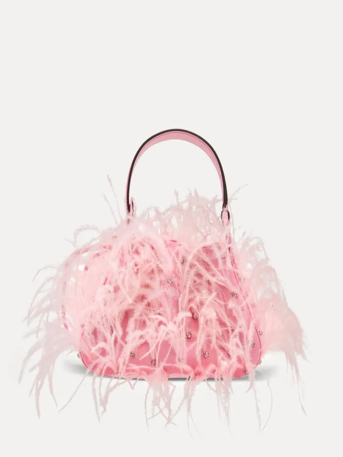 Women Oscar De La Renta Handbags Ostrich Feather O Handle Bag Pink Women Oscar De La Renta Handbags Ostrich Feather O Handle Bag Pink
