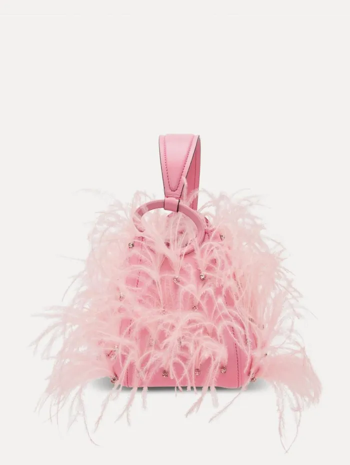 Women Oscar De La Renta Handbags Ostrich Feather O Handle Bag Pink Women Oscar De La Renta Handbags Ostrich Feather O Handle Bag Pink