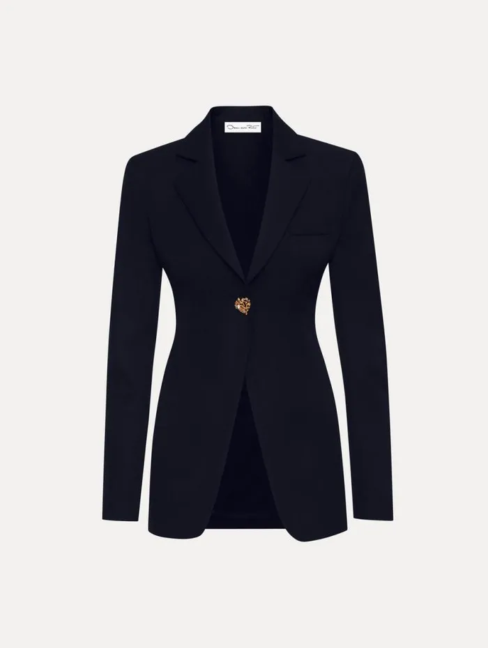 Women Oscar De La Renta Jackets and Coats Button Detail SingleBreasted Blazer Black Women Oscar De La Renta Jackets and Coats Button Detail SingleBreasted Blazer Black