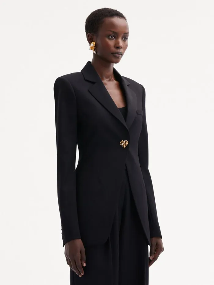 Women Oscar De La Renta Jackets and Coats Button Detail SingleBreasted Blazer Black Women Oscar De La Renta Jackets and Coats Button Detail SingleBreasted Blazer Black