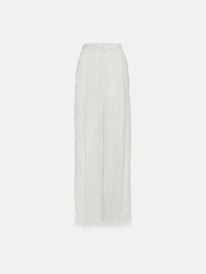 Women Oscar De La Renta Pants and Skirts Fringe Fil Coup Wide Leg Pant Ivory