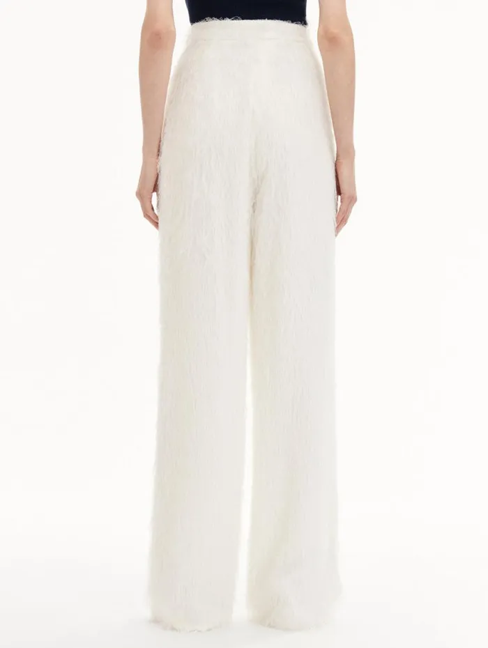 Women Oscar De La Renta Pants and Skirts Fringe Fil Coup Wide Leg Pant Ivory Women Oscar De La Renta Pants and Skirts Fringe Fil Coup Wide Leg Pant Ivory