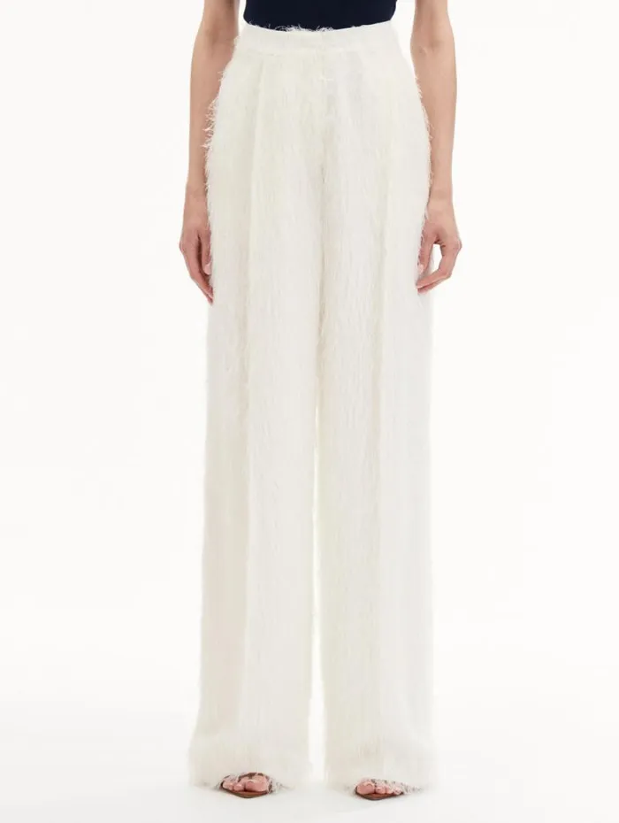 Women Oscar De La Renta Pants and Skirts Fringe Fil Coup Wide Leg Pant Ivory Women Oscar De La Renta Pants and Skirts Fringe Fil Coup Wide Leg Pant Ivory