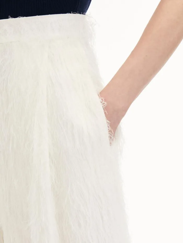 Women Oscar De La Renta Pants and Skirts Fringe Fil Coup Wide Leg Pant Ivory Women Oscar De La Renta Pants and Skirts Fringe Fil Coup Wide Leg Pant Ivory