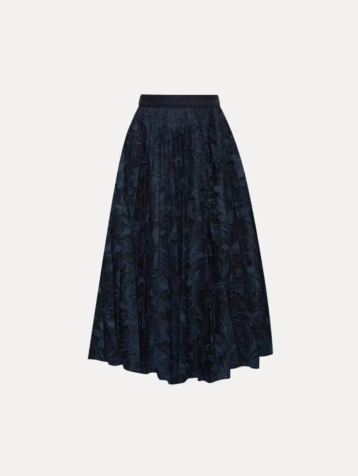 Women Oscar De La Renta Pants and Skirts Marbled Carnation Guipure Pleated Skirt Navy Women Oscar De La Renta Pants and Skirts Marbled Carnation Guipure Pleated Skirt Navy
