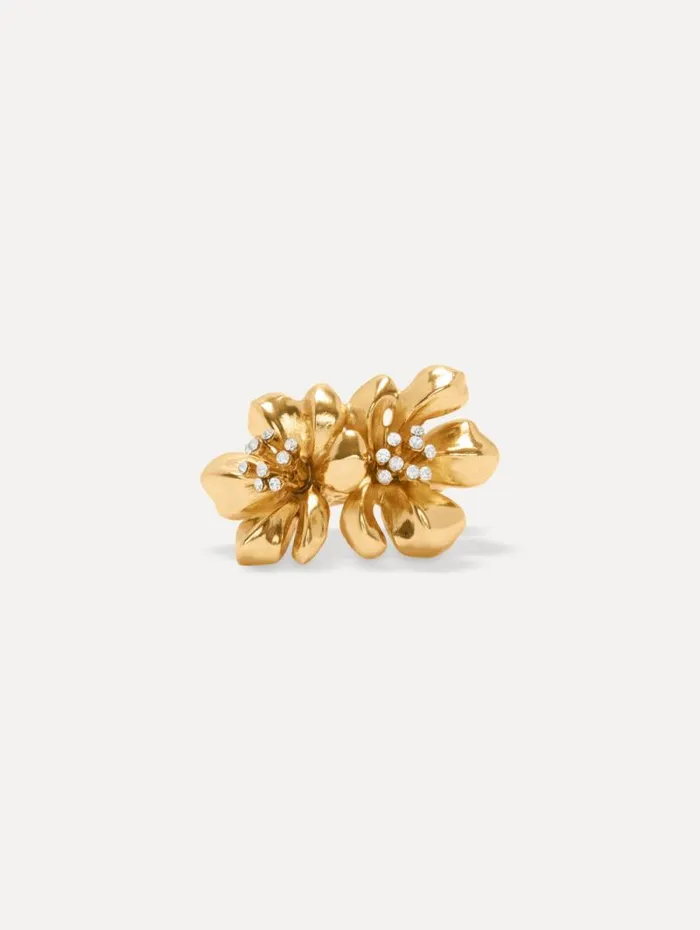 Women Oscar De La Renta Rings Twin Flower Ring Gold