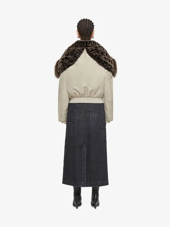 Women Outerwear and Blousons Givenchy Cropped Bomber Jacket With 4G Fur Hood Mastic