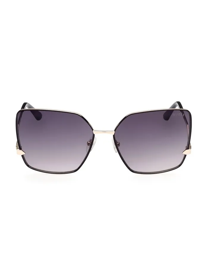 Women Oversized Square Zigzag Sunglasses 05b Black Sunglasses GUESS