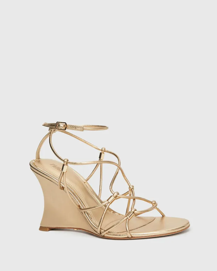 Women PAIGE Varya Wedge 8211 Dark Gold Leather Heels and Wedges