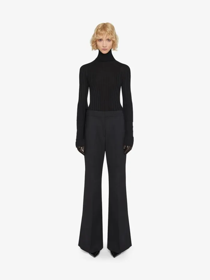 Women Pants and Shorts Givenchy Flare Tailored Pants In Tricotine Wool And Mohair Black