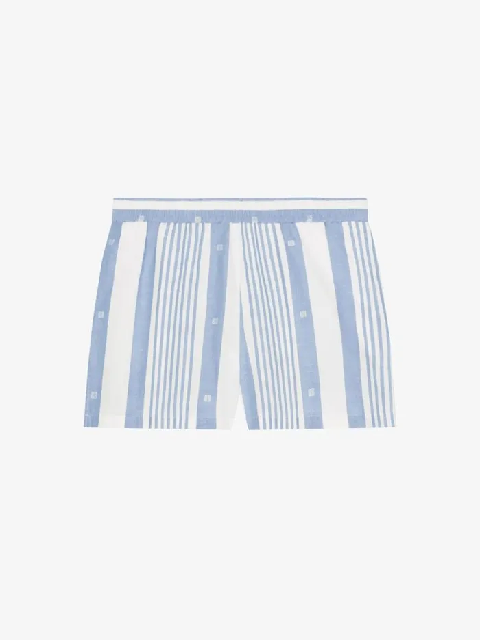 Women Pants and Shorts Givenchy Shorts In Cotton And Linen With 4G Stripes Blueoff White