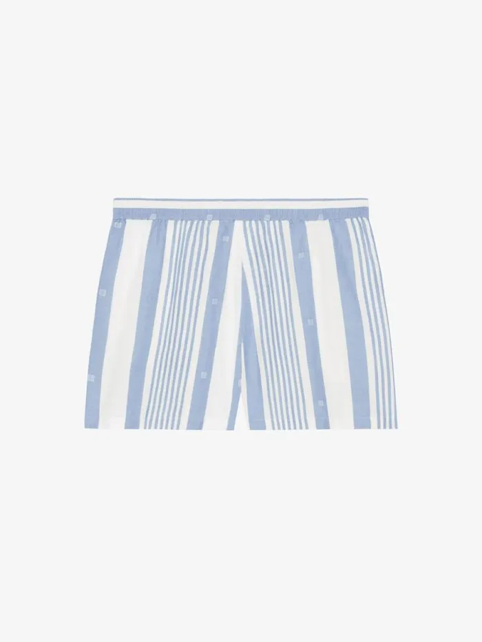 Women Pants and Shorts Givenchy Shorts In Cotton And Linen With 4G Stripes Blueoff White