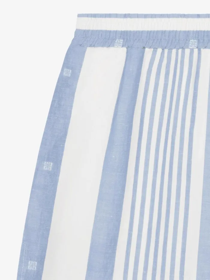 Women Pants and Shorts Givenchy Shorts In Cotton And Linen With 4G Stripes Blueoff White