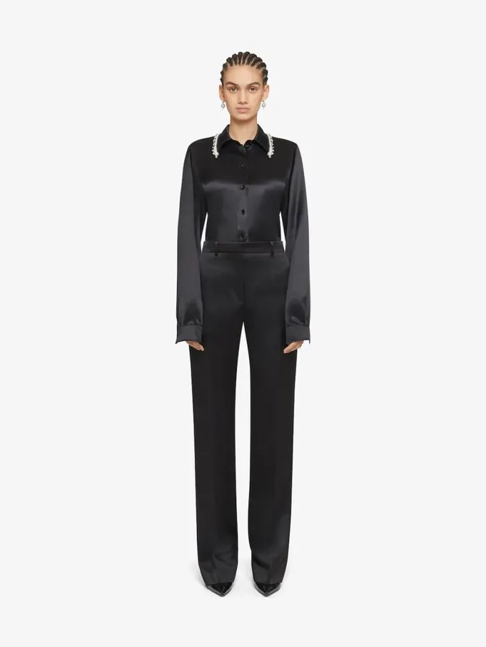 Women Pants and Shorts Givenchy Tailored Pants In Satin Black