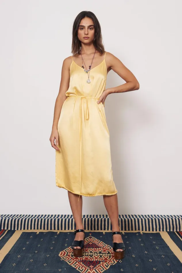 Women Pebble Satin Marigold Lily Midi Dress Raquel Allegra Dresses